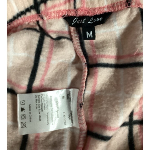 JUST LOVE Women's (Size M) Pajama Set Long Sleeve Shirt & Plaid Pants Polyester - Picture 6 of 8